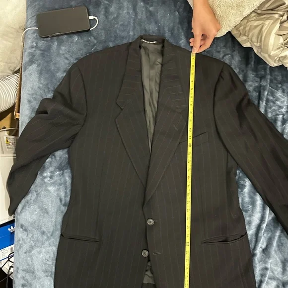 Giorgio Armani Black Pinstripe Suit Jacket - Picture 3 of 7